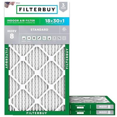 Filterbuy 18x30x1 Air Filter MERV 8 Dust & Allergy Defense (3-Pack) | Electrostatic Pleated HVAC AC Furnace Filters Replacement, Made in USA (Actual Size: 17.75 x 29.75 x 0.75)