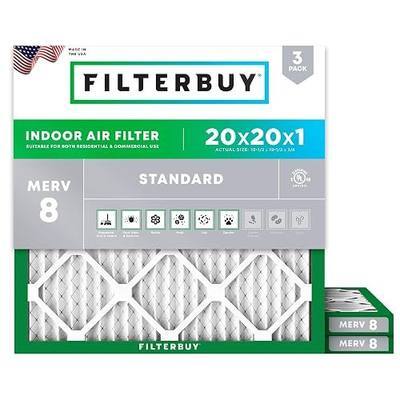Filterbuy 20x20x1 Air Filter MERV 8 Dust & Allergy Defense (3-Pack) | Electrostatic Pleated HVAC AC Furnace Filters Replacement, Made in USA (Actual Size: 19.50 x 19.50 x 0.75)
