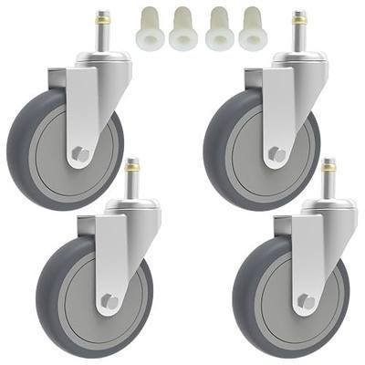 RILIDRI 4-Inch Swivel Stem Caster, 7/16-Inch Stem Diameter Rubber Wheel, Heavy Duty TPR Replacement Wheels for Rubbermaid Mop Bucket Cart Grill Casters - 4 Pack