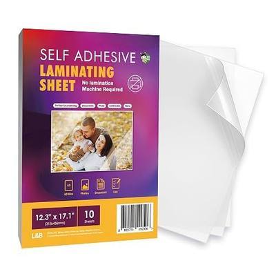 Self Adhesive Laminating Sheets 12.3x17.1 inch, 10 Pack, 4mil Thickness, No Heat, No Machine Laminating Sheets Self Sealing by HA SHI | Peel, place and press by hand, no machine needed. Oversized format covers menus, posters, maps, signs and large artwork.