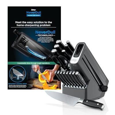 Ninja® NeverDull™ 17-Pc Knife Block Set, Built-in Sharpener, Black, K32017 | Stays razor-sharp 10+ years. Rust-resistant German stainless steel blades. Few swipes of the foolproof sharpener restore edge