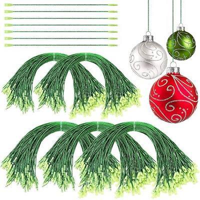 Nuanchu 500 Pcs Christmas Ornament Hangers Precut Cord String for Ornaments Ornament Hooks with Snap Fastener Polyester Hanging Ropes for Christmas Holiday Party Decorations (Green)