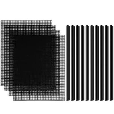 4 Pcs Plastic Mesh Sheets Black Fish Tank Divider Crafts with Binding Bar | Includes 10 Sliding Bars, knit crochet canvas grid, fish tank divider, craft project organizer