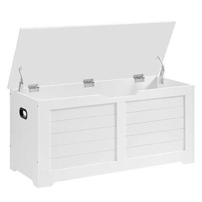 VASAGLE Storage Chest, Storage Bench with 2 Safety Hinges, Farmhouse Style, 15.7 x 39.4 x 18.3 Inches, for Entryway, Bedroom, Living Room, Cloud White ULSB061T10