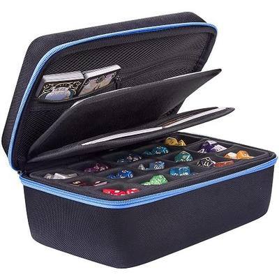 SIQUK Dice Storage Case Big Capacity Dice Box with Double Removable Slotted Tray and Handle, Dice Organizer Holder