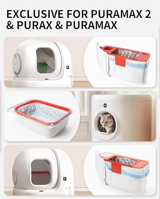 PETKIT PuraX PuraMax Replaced Waste Bags-5 Rolls | Portable Cat Litter Waste Receptacles Bags for Self-Cleaning Cat Litter Box