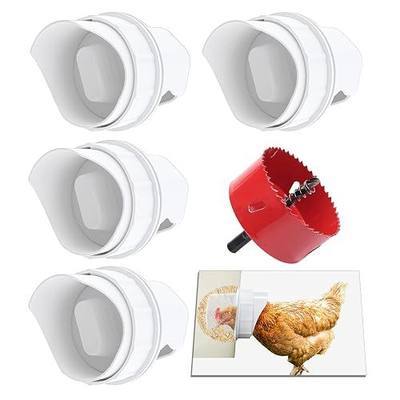 DIY Chicken Feeder Rain Proof Poultry Feeder Port Gravity Feed Kit for Buckets, Barrels, Troughs (4 Port with holesaw)