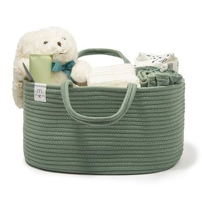Natemia Diaper Caddy Organizer - Large, Lily Pad - Portable Rope Handles For Car Organizer - Three Compartments for Storage - Versatile Gift Bag For Baby Shower & Registry