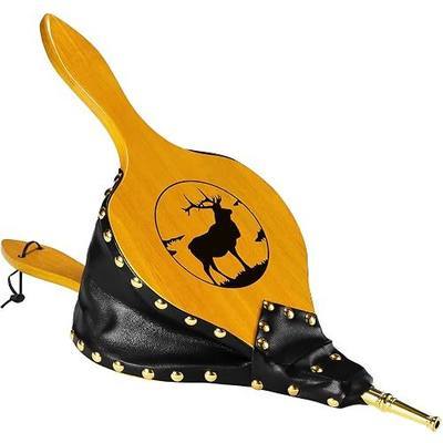THYGIFTREE Fireplace Bellows Indoor 19x8 Custom Large Wood Fire Blower with Hanging Strap, Long Handle, Metal Nozzle, Tool for Fireplace, Fire Pit, Wood Stove, BBQ, Fireplace Decor - Reindeer