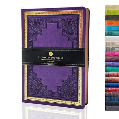 VICTORIA'S JOURNALS Vintage Journal Faux Leather Gilded Edge Hardcover | Retro Embossed Cover, Fountain Pen Friendly Paper, Premium Vegan Leather Notebook, Gilded Edges, Great for Gifting
