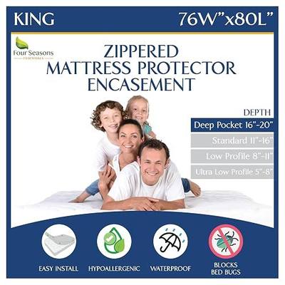 King Size Mattress Protector Waterproof Zippered Cover - Deep Pocket Fits up to 20" Depth - Hypoallergenic Premium Quality Encasement Protects Against Dust