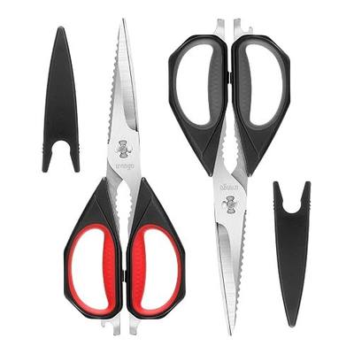 LIVINGO Kitchen Scissors, 2 Pack 9.25" Utility All Purpose Poultry Shears Heavy Duty Dishwasher Safe, Come Apart Sharp Stainless Steel Cooking Food Scissors for Cutting Meat, Chicken, Vegetable, Fish | Dishwasher Safe Food Scissors with Come Apart Sharp Blades for Cutting Meat, Chicken, Fish, Vegeta