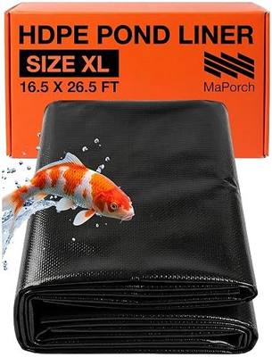 MAPORCH Pond Liner for Outdoor Ponds - Heavy Duty Koi Fish Pool Liner - 16.5 x 26.5 ft, HDPE 20 Mil - UV Resistant Waterproof Underlayment | Heavy Duty Koi Fish Pool Liner - UV and Puncture Resistant - Waterproof - Fish Safe - Flexible and Beginner Friendly