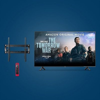 Amazon Fire TV 43" 4-Series 4K UHD smart TV bundle with Universal Tilting Wall Mount and Red Remote Cover