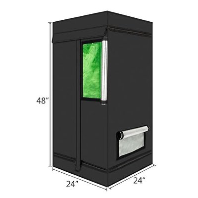 Plant Grow Tent, Black, 60x60x120cm, Indoor Growing with Observation Window and Floor Tray