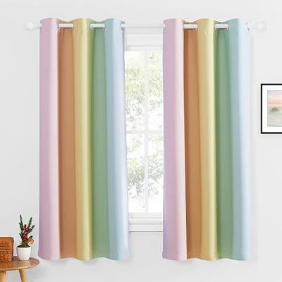 NICETOWN Colorful Rainbow Curtains for Girls Bedroom, Playrooms, Nurseries, Window Short Curtains for Kitchen Baby Living Room Bathroom Christmas Decoration (Light Rainbow, 42" x 63" Length, Set of 2)