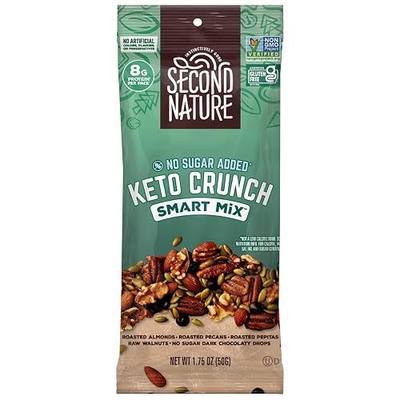 Second Nature Keto Crunch Smart Snack Mix, 1.75 oz Individual Packs (Pack of 12) - Keto Gluten Free Snack - No Sugar Added Dark Chocolaty Drops and Nut Trail Mix, Ideal for Travel