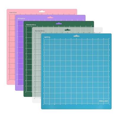 REALIKE Variety Cutting Mat Compatible with Cricut Maker 4/Maker 3/Maker/Explore 4/3/Air 2/Air, StandardGrip/LightGrip/StrongGrip/FabricGrip Multiple Adhesive 12x12 inch Cut Mats for 5 Pack