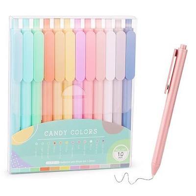 WY WENYUAN 12-Pcs Ballpoint Pens, Comfortable Writing Pens, Pastel Retractable Pretty Journaling Black Ink Medium Point 1.0 mm Gift Pen, Cute Pens Office Supplies for Women