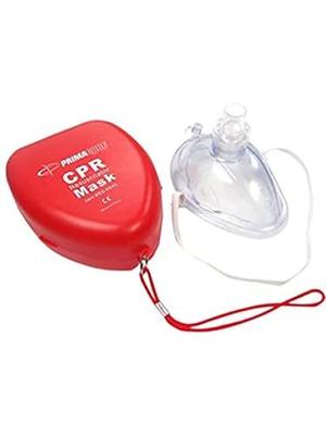 Primacare RS-6845-5 Pack of 5 Single Valve CPR Rescue Mask in Red Hard Case, Adult/Child Pocket Resuscitator with Elastic Strap, Air Cushioned Edges, 6.5x4.8x1.6 inches