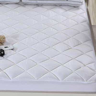 Mattress Pad Pillow top Cover, Viscose derived from Bamboo, Hypoallergenic Down Alternative Mattress Topper, 300TC Shell Cover with 8-18 Inch Deep Pocket, Twin XL