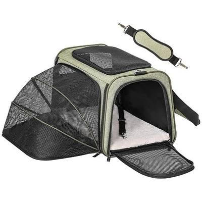 Petsfit Medium Expandable Cat Carrier for Air Travel, Up to 13 lb | 17 x 11 x 11 in; sized for Delta Air Lines, with locking zippers, a handy D-ring, large pocket and multi-side ventilation.