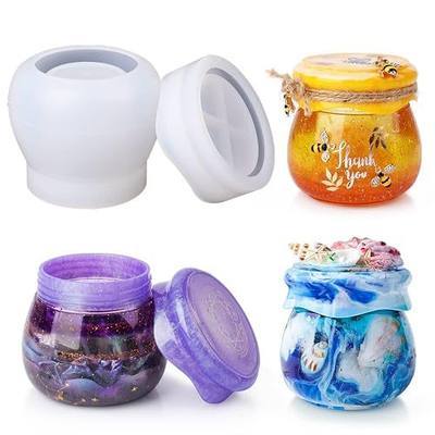 LET'S RESIN Pudding Jar Resin Molds with Lid, Epoxy Molds Silicone for Storage Bottle,Candle Holder,Candy Container, Epoxy Casting Craft,Flower Pot, Gifts