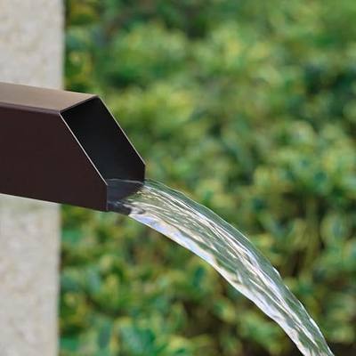 PONDO 2" Square Water Fountain Spout Scupper, 316 Stainless Steel Spillway w/Construction Spray Baffle for Pools, Ponds, Water Walls, Fountains (Brown) Overall Length 10 Inch