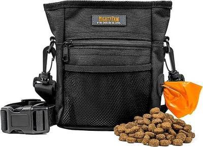 Mighty Paw Dog Treat Pouch | No Spill Magenetic Clasp - Hands-Free Pouches for Training - Pets Training Treat Pouches for Dog Walks - Pet Bags Pouch - Built in Poop Bag Holder - Black