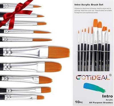 GOTIDEAL Paint Brushes,Acrylic Paint Brushes,10 Pcs Round Pointed Tip, Small Nylon Hair Brushes for Acrylic, Oil and Gouache,Body, Face Nail Art and Rock Painting, Perfect for Kids & Adult
