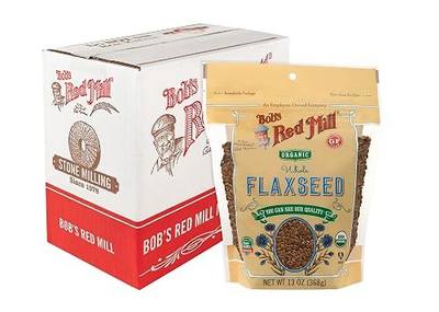 Bob's Red Mill Organic Whole Brown Flaxseeds - 13 oz (Pack of 4), Gluten Free, Raw, Non GMO, Sproutable, Keto Friendly, Paleo