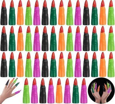 50 Pcs Witch Fingers Multicolor Finger Pointers for Reading | Halloween Finger Nail Covers, Cosplay Party Masquerade Decorations