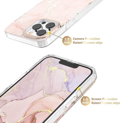 MATEPROX Compatible with iPhone 13 Pro Max case Marble Design Slim Thin Stylish Geometric Cover for iPhone 13 Pro Max 6.7" 2021(Frosted Pink)