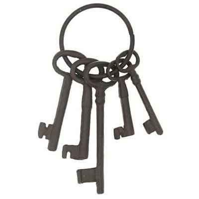 Hananona Vintage Cast Iron Skeleton Key Ring Antique Pirate Treasure Chest Keys Set For Home Decor, Halloween Costume Prop