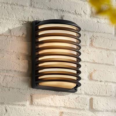 Black Grid 10" High Modern Industrial Outdoor Wall Light Fixture