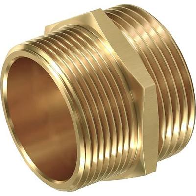 1-1/2" NPT Male x 1-1/2" NST (NH) Male, Brass Hexagonal Nipple Fitting, Fire Equipment Hexagonal Nipple Fire Hose Adapter