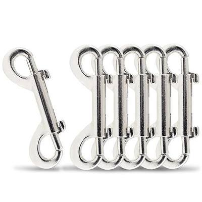2.7 Inch Double Ended Bolt Snaps Hook, 6 Pcs, Silver | Zinc Alloy, Double Snap Hook Chain Clips, For Dog Leash Key Chain Horse Tack Pet Feed Bucket Garage Use
