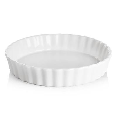 Sweejar Ceramic Pie Pan, 9.5 Inch Round, Wavelet Fringe Pie Dish, Non-Stick Baking Dish for Pumpkin, Apple and More