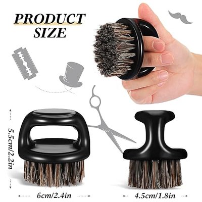 4 Pack Beard Brush for Men Fade Beard Brushes, Knuckle Barber Brush, Face and Neck Brushes, Hair Supplies, Barber Essential Tool for Professional Barbering and Grooming Services(Black and White)