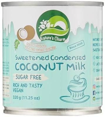 Nature's Charm Sweetened Condensed Coconut Milk, Vegan, Lactose Free - 11.25oz Pack of 6. Rich And Tasty Combo With KC Commerce Wodden Spoon.