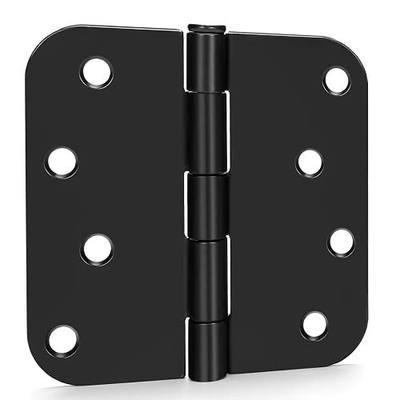 goldenwarm Pack of 3 Matte Black Heavy Duty Iron Door Hinges, 4 Inch x 4 Inch Interior and Exterior Black Door Hinges with 5/8" Radius Corners