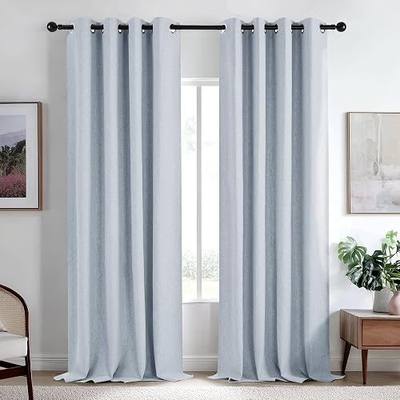 Deconovo Total Blackout Curtains, Thermal Insulated Faux Linen Grommet Drapes for Bedroom and Living Room, Light Blocking Privacy Window Panels, Light Blue, 52W x 84L, 2 Panels