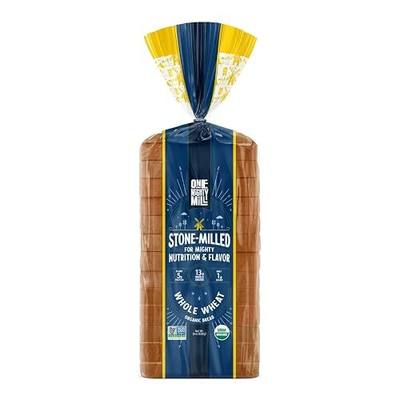 One Mighty Mill Whole Wheat Bread, 100% Organic, Fresh-Milled, Stone-Ground Flour - No Preservatives or Artificial Ingredients, Non-GMO, Kosher (16 Slices, 1 Pack)