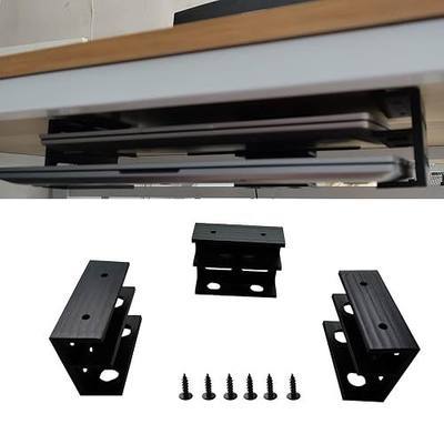 PIAOLGYI Under Desk Double Decker Laptop Holder Mount with Screw, Under Desk Laptop Mount Bracket, Add On Under Table Keyboard Storage (3 Pcs)