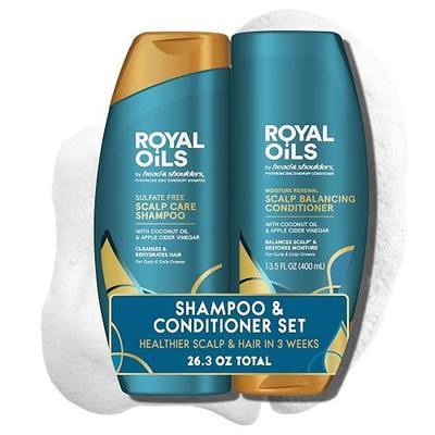 Head & Shoulders Royal Oils Shampoo and Conditioner Set, 1% Pyrithione Zinc, Scalp Care & Hydration, Moisture Renewal Conditioner + Anti-Dandruff Shampoo, 12.8 fl oz Each
