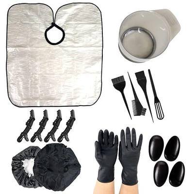 Reusable Professional Hair Coloring Tools Kit - Hair tinting bowl, Ear covers, Applicator brush, Hair Clips, Shower Cap, Shawl and more..