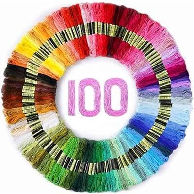 Maxee Embroidery Thread Floss, 100 Colors Skeins Rainbow Cross Stitch Thread, 8m Friendship Bracelet String Kit Craft Floss, Needlepoint Cotton Yarn