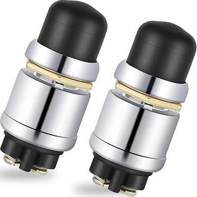 Engine Start Push Button Momentary 12v and 24v Waterproof Switch Push to Start Button for Car Marine Boat Truck Lawn Tractor(Black,2 Pieces)