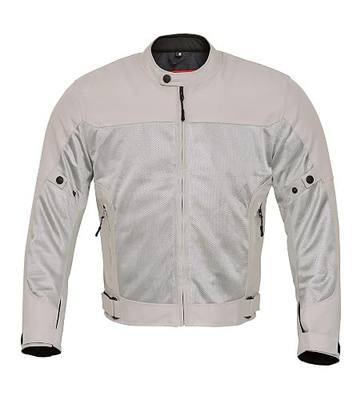 WICKED STOCK Mens Motorcycle Jacket-Air Mesh Biker Jacket Men-Dual Sport Motorcycle Armor-Motorcycle Gear for Men-Gray