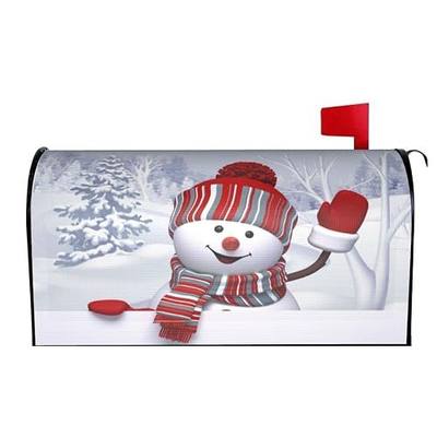 Winter Snowman Mailbox Cover Magnetic Winter Mailbox Wraps Post Box Cover Décor 21x18 in